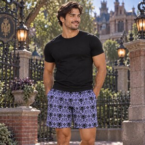Mortally Foolish Men’s Athletic Long Shorts – Haunted Mansion Inspired Performance Shorts