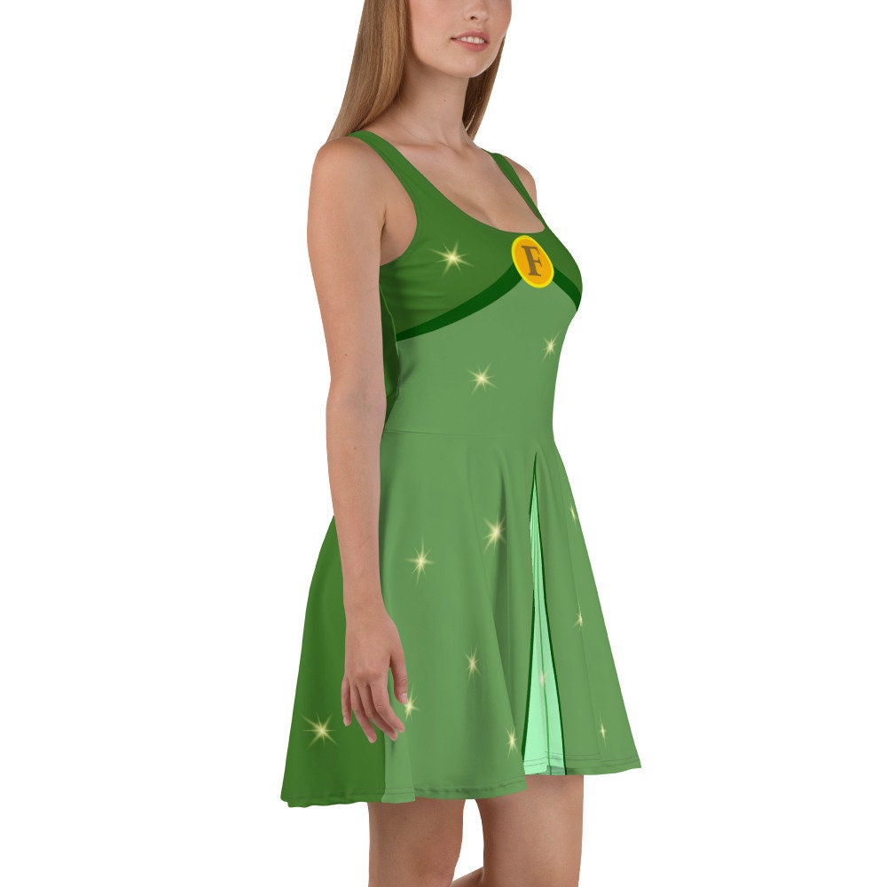 Green Fairy Skater Dress: Women's Sleeveless Forest Disneybound Costume