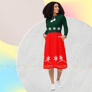 Robe manches longues avec impression all over