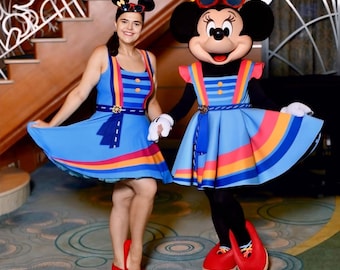 Minnie Blue Castaway Skater Dress – Nautical Sleeveless Cruise Outfit