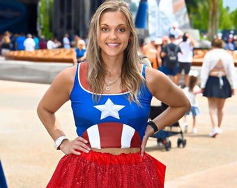 Stars & Stripes Crop Top: Patriotic American Flag Athletic Top Disneybound Activewear