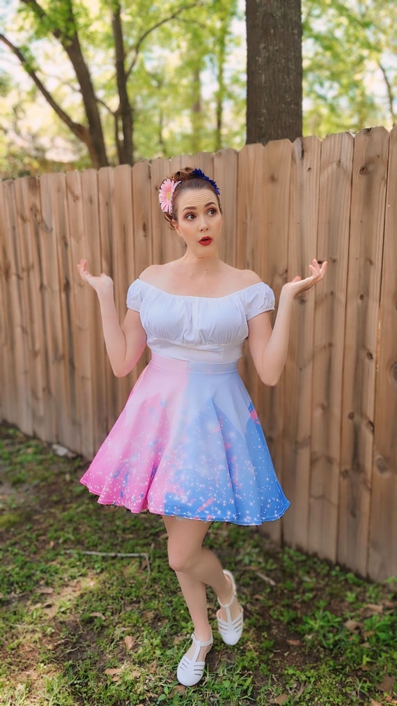 pink and blue skater dress Cherry Blossom Dreams Blue Skater Dress XS