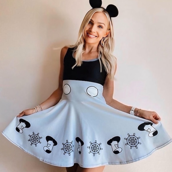 Steamboat Mouse Skater Dress: Vintage Style Athletic Costume