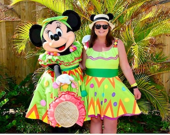 Minnie Mouse Tropical Skater Dress – Disneybound Summer Sleeveless Costume for Cruise