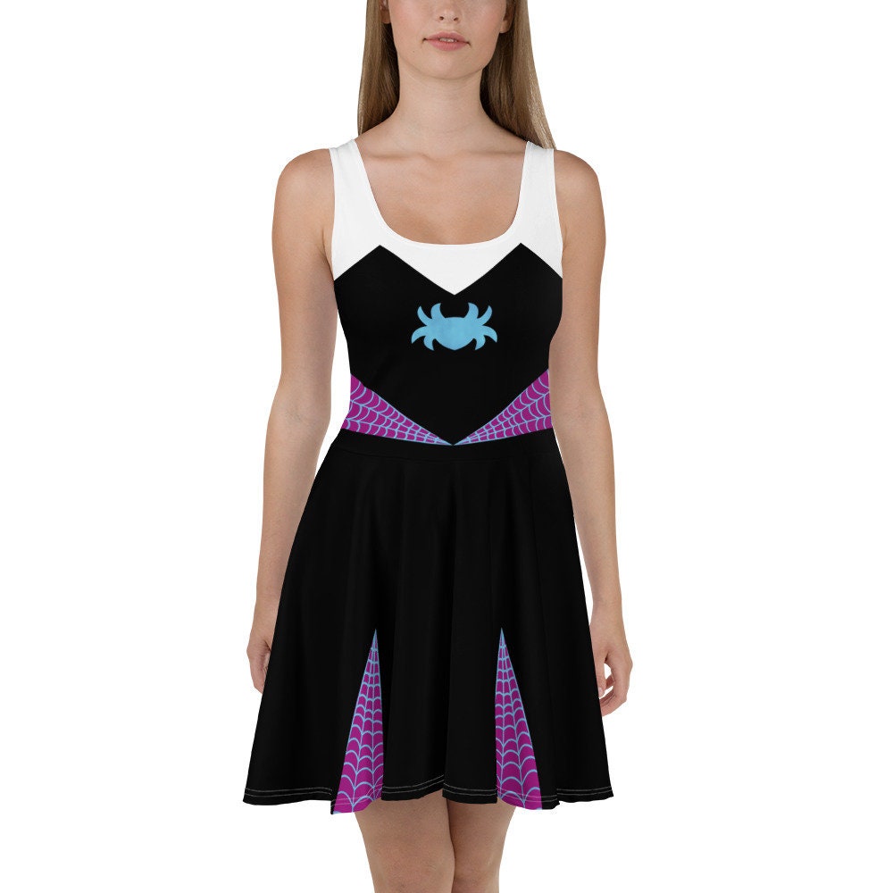 spider gwen skater dress Spider Gwen Skater Dress, Gwen Stacy Spider Women Dress, Disney Spider Gwen  Cosplay Costume Dress, Halloween Dress, Superhero Shirt