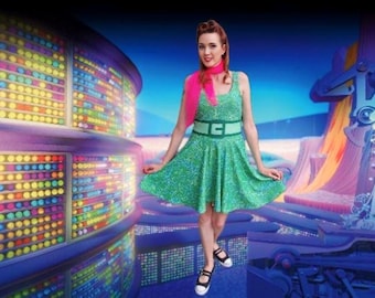 Disgust Emotion Skater Dress – Women’s Green Disneybound Sleeveless Villain Costume