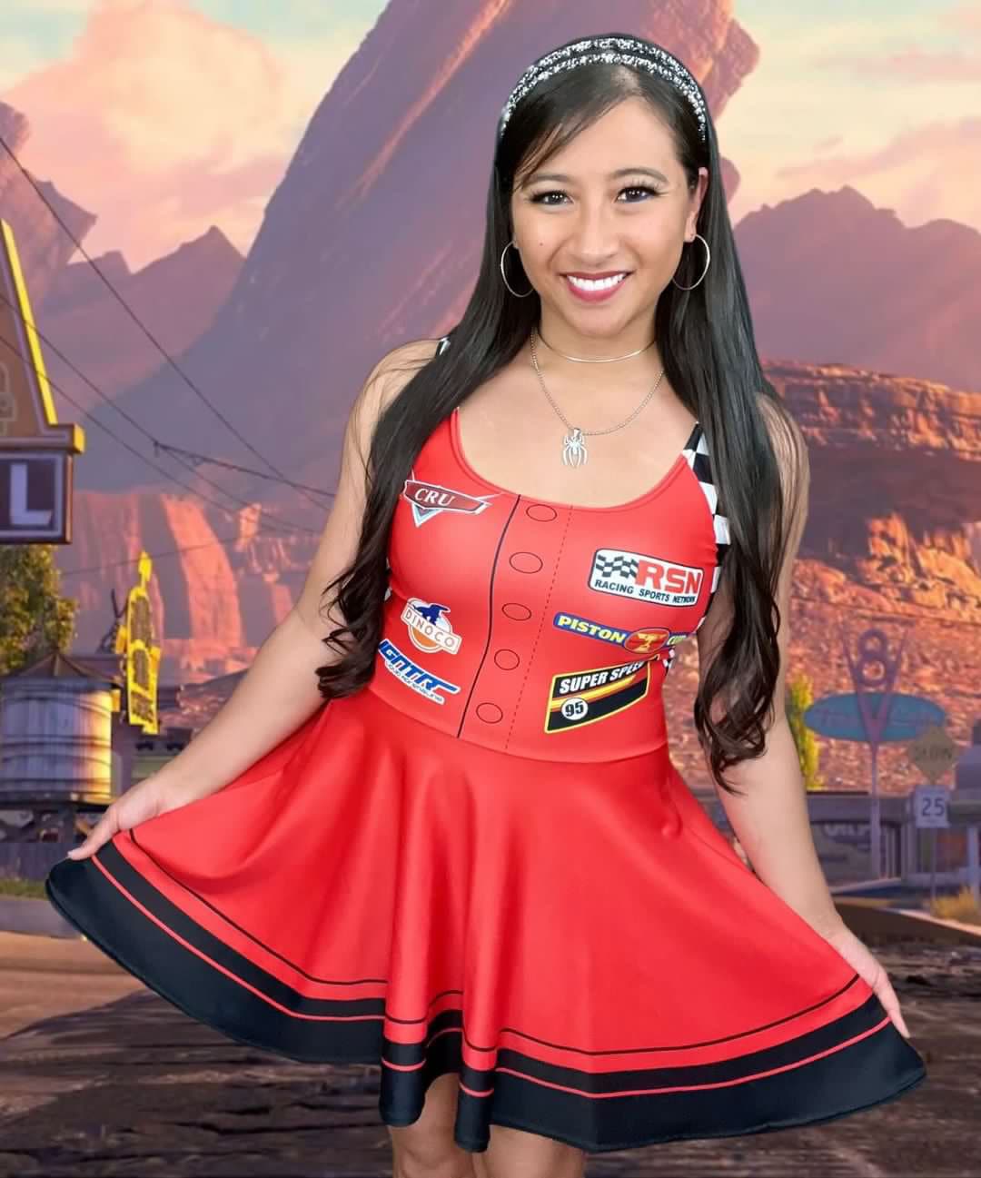 skater dress for races Race Horse and Rose White Derby Skater Dress