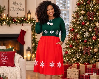 A Very Merry Holiday - Long Sleeve Midi Dress