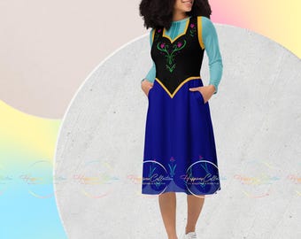 The Snow Princess Sister -  Long Sleeve Midi Dress
