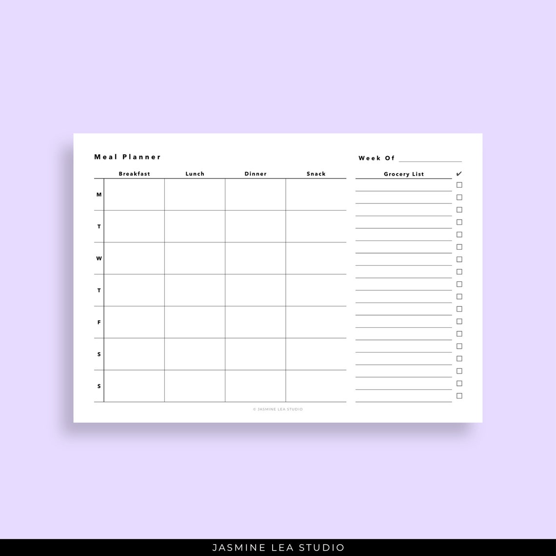Minimal Meal Planner Printable Meal Planner for Fridge - Etsy
