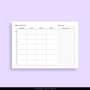 Minimal Meal Planner Printable, Meal Planner for Fridge Printable, Meal ...