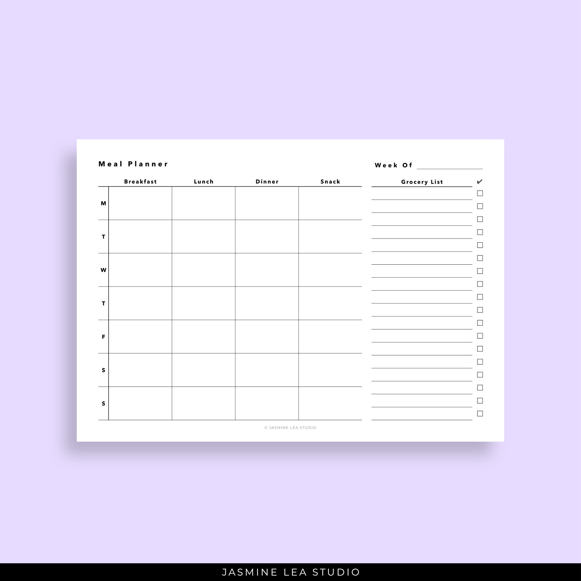 Minimal Meal Planner Printable, Meal Planner for Fridge Printable, Meal ...