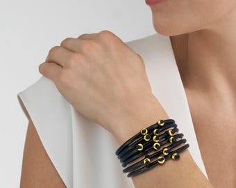 Damarmband i läder: Boho Layered Manschett