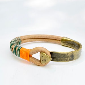 Bracelet manchette bohème en cuir : style unisexe plaqué laiton
