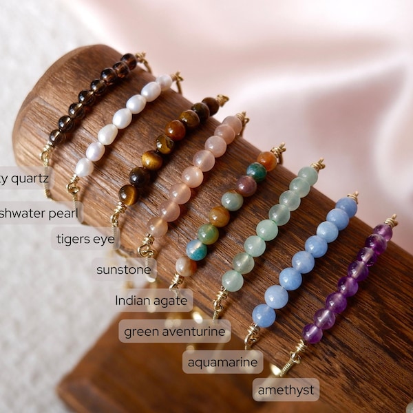 Bracelet réglable en pierres précieuses avec curseur, personnalisable