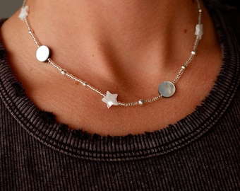 Moon & Stars Manifestation Beaded Necklace