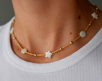 Moon & Stars Manifestation Beaded Necklace