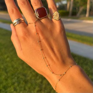 Custom Fitted Hand Chain: 14K Gold Filled or Sterling Silver Finger Bracelet