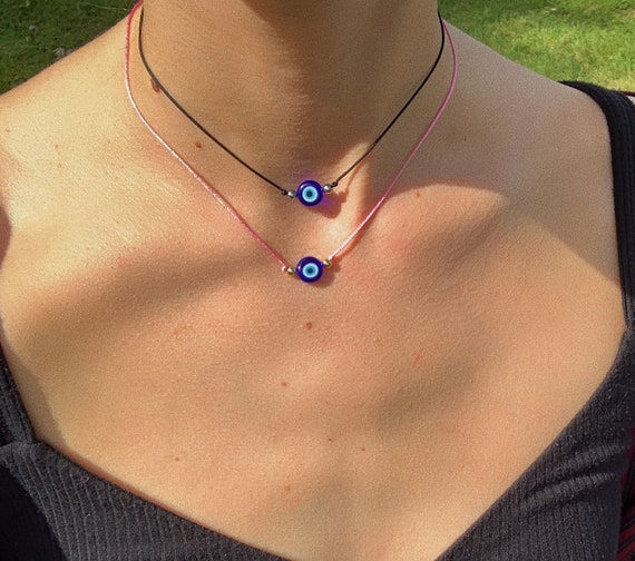 Evil eye cord necklace best sale