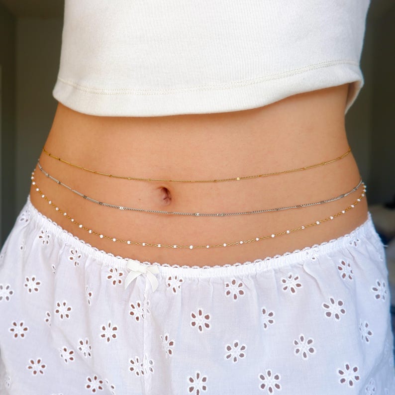 Chaîne de ventre/chaîne de taille : acier inoxydable, ajustement personnalisé, ne ternit pas, imperméable image 15