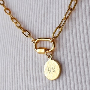 Carabiner Necklace with Custom Hand-Stamped Initial Charm