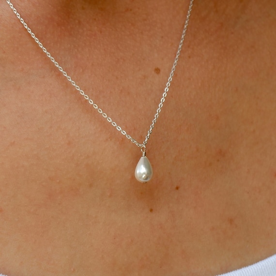 Collana Girocollo Con Perla Singola, Placcata Oro 14K, Impermeabile E Delicata - Regalo Per Donna, Con Estensione