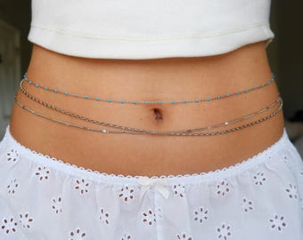 Chaîne de ventre/chaîne de taille : acier inoxydable, ajustement personnalisé, ne ternit pas, imperméable