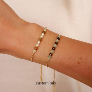 Pulsera de piedras preciosas con deslizador ajustable, personalizable imagen 4