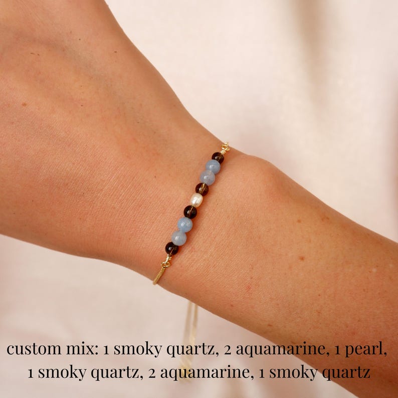 Pulsera de piedras preciosas con deslizador ajustable, personalizable imagen 5