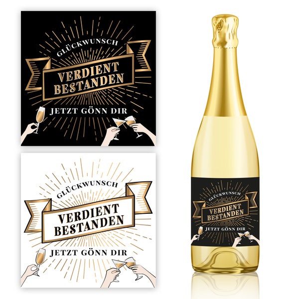 Bottle label deserves to pass, sticker, self-adhesive, gift for passing exams, graduation, high school diploma, driver's license, studies, high school diploma