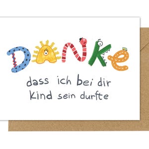 Dankeskarte Erzieherin bunt, Abschiedskarte Kita Kindergarten, Abschluss Abschied Geschenk Tagesmutter, süße Danke Karte mit Umschlag