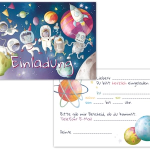 Einladungskarten Kindergeburtstag 12er Set Weltraum - Geburtstagseinladungen für Mädchen und Jungen bis 10 Jahre – Einschulung & Geburtstag