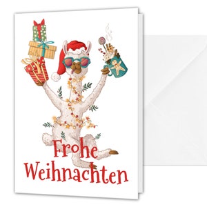 Lustige Weihnachtskarte Lama Alpaka - witzige Karte Weihnachten DIN A6 mit Umschlag, Merry Christmas Klappkarten Tier, Weihnachtsgrüße