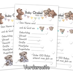 Baby Oracle, juego de baby shower perfecto para niñas y niños, juego de adivinanzas con 25 tarjetas de consejos con preguntas, regalo creativo para el baby shower imagen 6