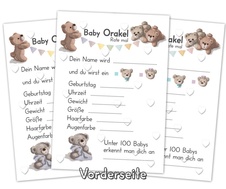 Baby Oracle, perfect baby shower game for girls and boys, guessing game with 25 tip cards with questions, creative gift for the baby shower image 6