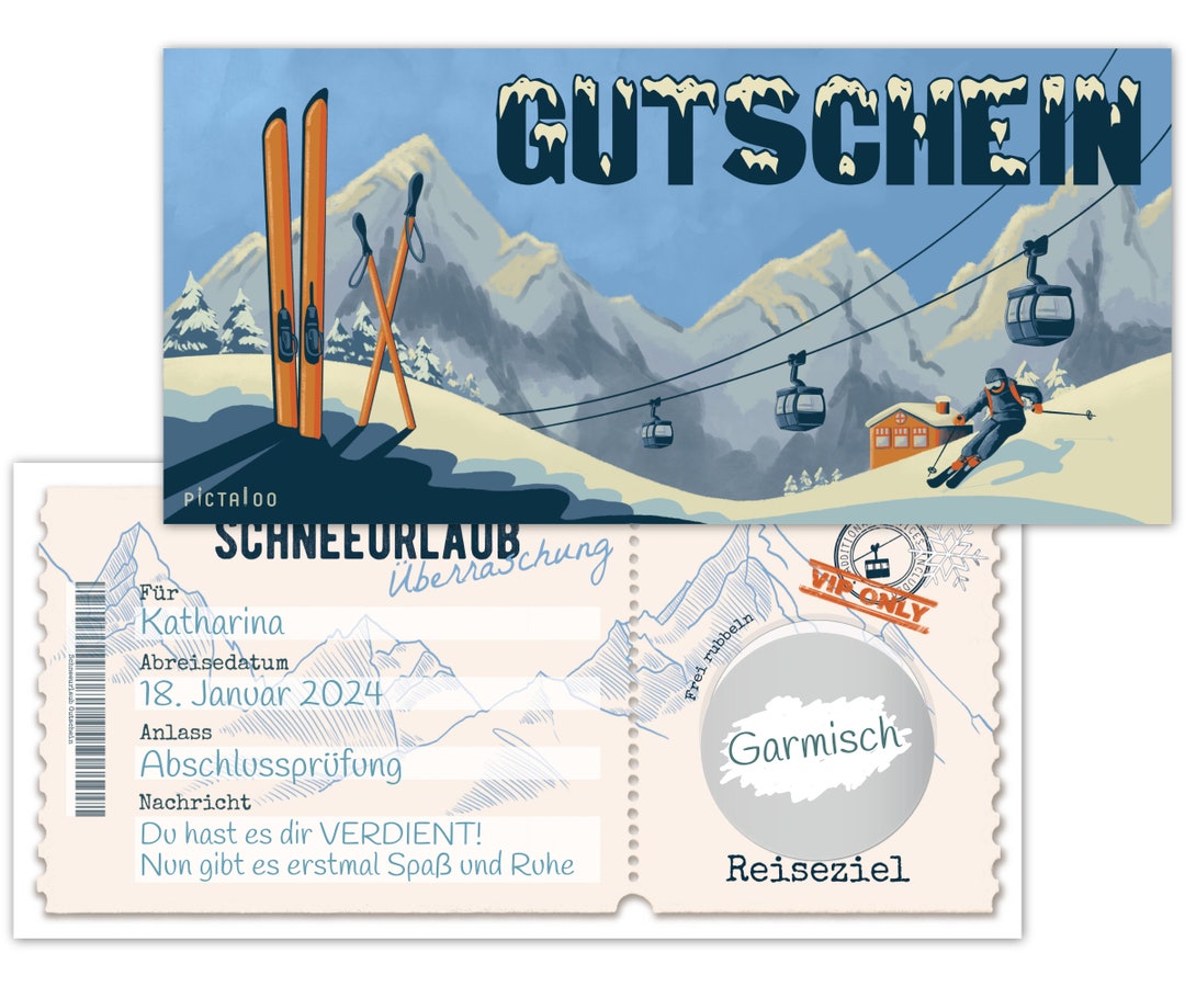 Reisegutschein Karte Skiurlaub Gutschein Reise Urlaub mit
