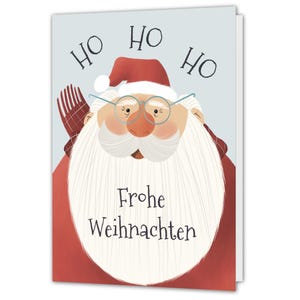 Weihnachtskarte – Ho Ho Ho – süße Karte Frohe Weihnachten für Frau Mann Freunde Kollegen, lustige liebevolle Weihnachtsgrüße inkl. Kuvert