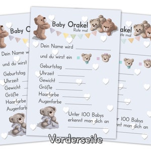 Baby Oracle, juego de baby shower perfecto para niñas y niños, juego de adivinanzas con 25 tarjetas de consejos con preguntas, regalo creativo para el baby shower imagen 2