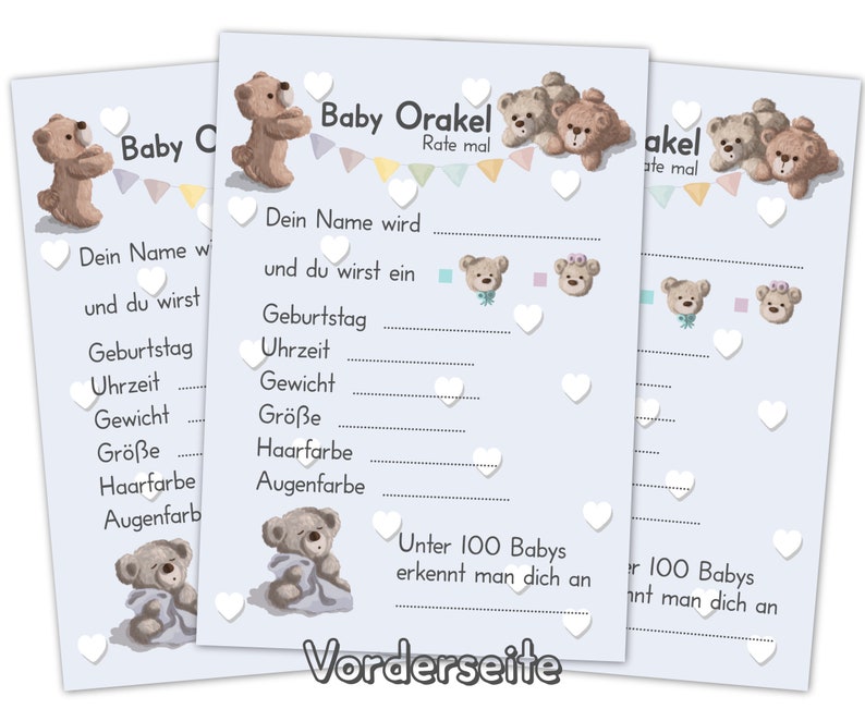 Baby Oracle, juego de baby shower perfecto para niñas y niños, juego de adivinanzas con 25 tarjetas de consejos con preguntas, regalo creativo para el baby shower imagen 2