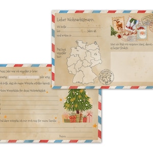 Wunschzettel Weihnachten, Wunschliste an Weihnachtsmann, Weihnachtsbriefpapier, Weihnachtswünsche Weihnachtswunschzettel Vorlage Kinder