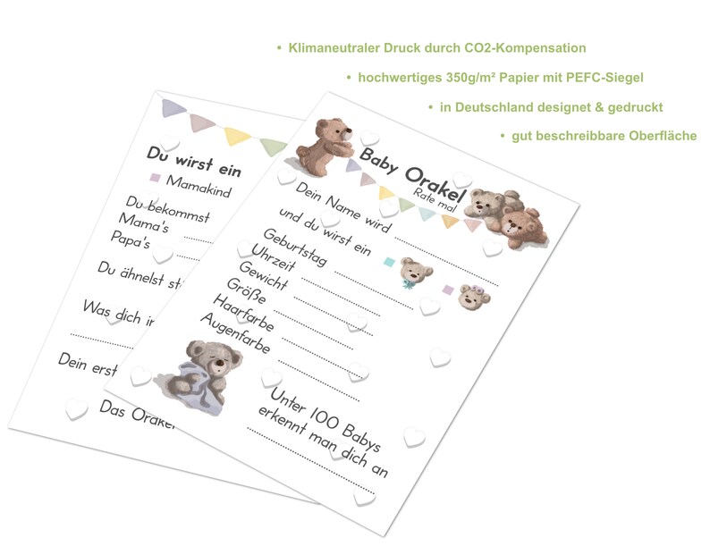 Baby Oracle, juego de baby shower perfecto para niñas y niños, juego de adivinanzas con 25 tarjetas de consejos con preguntas, regalo creativo para el baby shower imagen 8