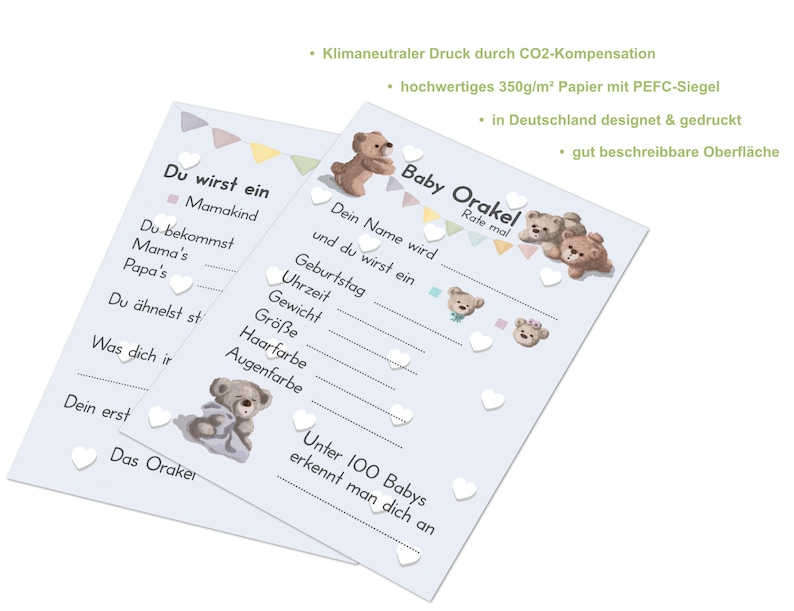 Baby Oracle, perfect baby shower game for girls and boys, guessing game with 25 tip cards with questions, creative gift for the baby shower image 4