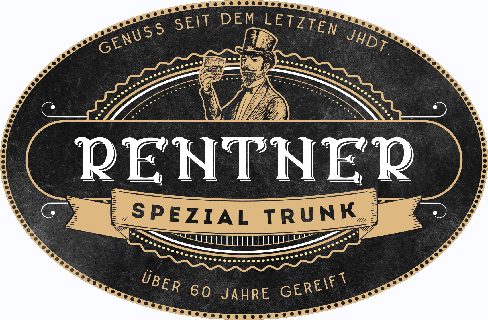 Flaschenetikett Rentner Spezialtrunk, Aufkleber, Etikett, oval, vintage,  Geschenk zum Renteneintritt, Abschiedsgeschenk Kollegen, Ruhestand - .de