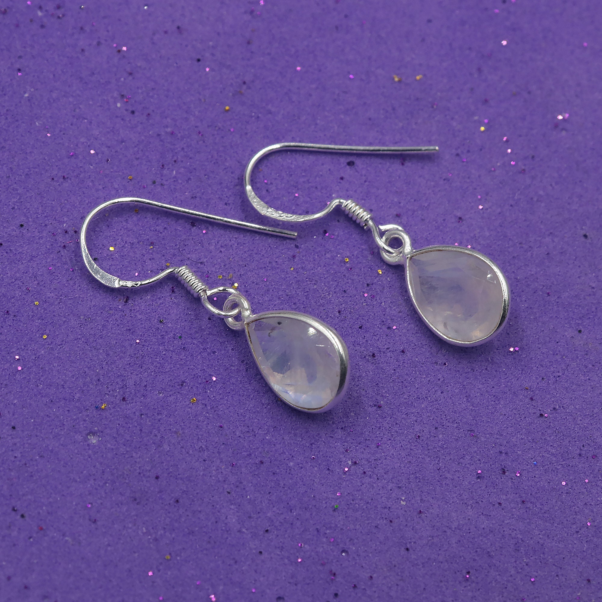 White Moonstone Gemstone Earrings 925 Sterling Silver Etsy New Zealand