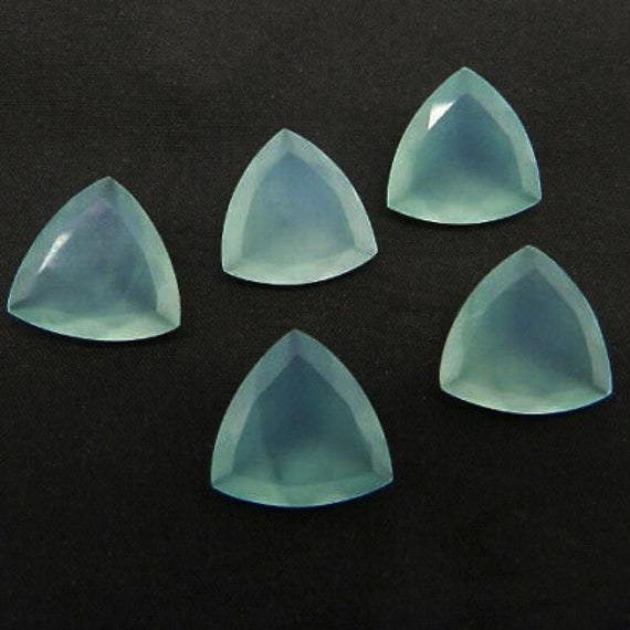 8mm/9mm/10mm/11mm/12mm Natural Blue Chalcedony trillion cut faceted loose gemstone for jewelry