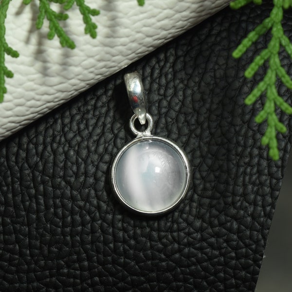 Natural White Moonstone Handmade Pendant - 925 Sterling Silver Pendant - Round Moonstone Pendant For Women