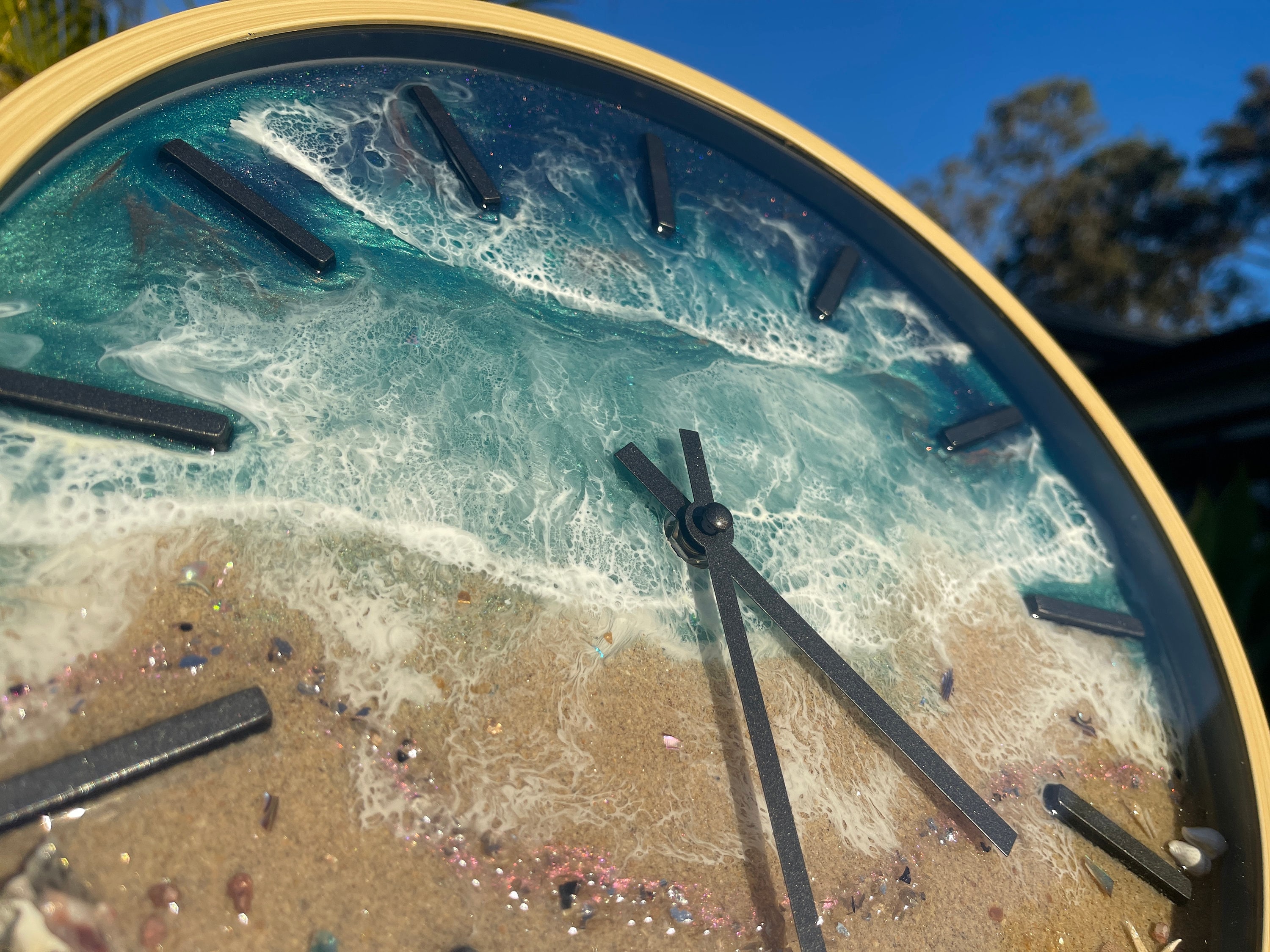 Resin Beach Theme Wall Clock wood Look Ocean Theme Wall Etsy Australia