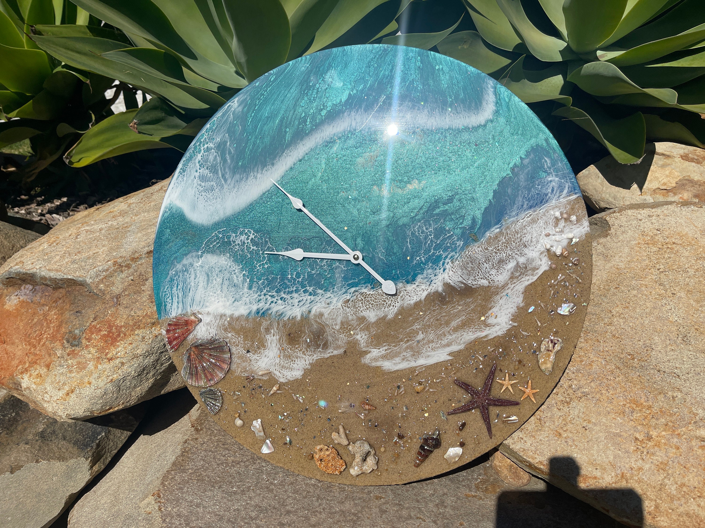 Resin Beach Theme Wall Clock Ocean Theme Wall Clock Resin Etsy