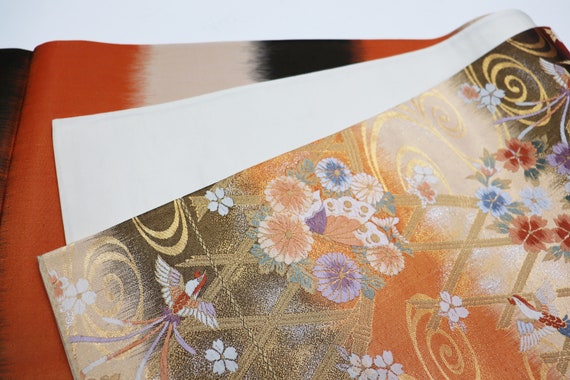 Pure Silk Japanese Kimono Obi belt / Fukuroobi / … - image 7