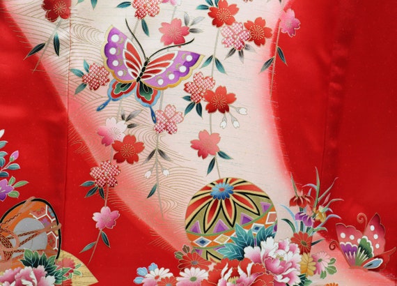 Silk japanese antique BABY kimono, blanket, omiya… - image 6